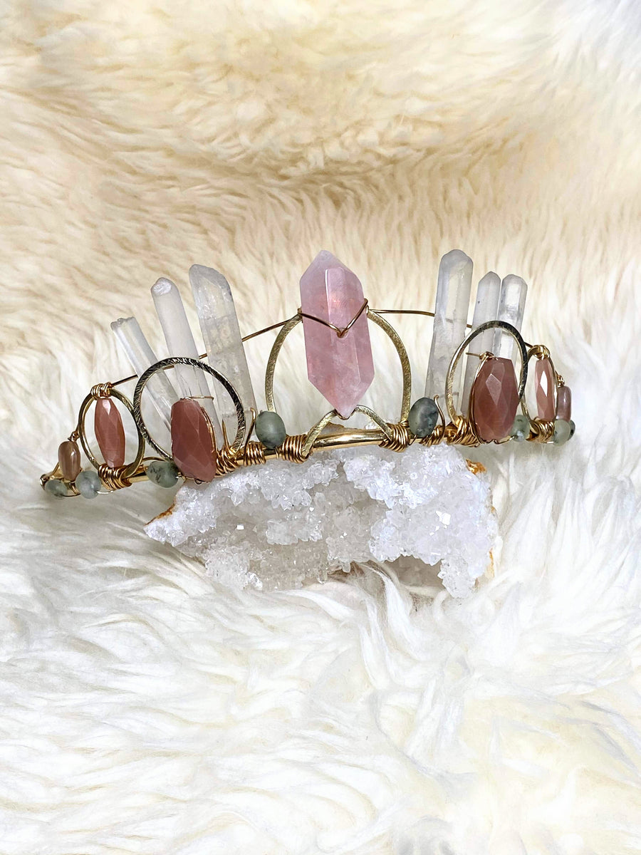 Handmade Crystal Crown & Earrings Crown Paper Mache Earrings with Red & Green Crystal main image 3