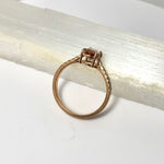 Oregon Sunstone and Diamond Ring in 14k Rose Gold