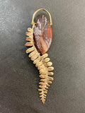 Fire Fern in Red Lace Agate, Bronze and Gold
