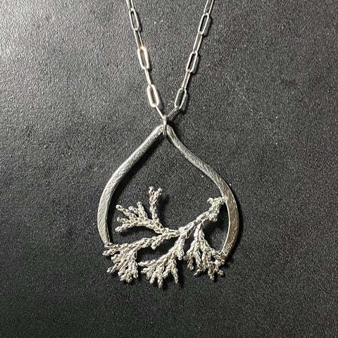 Silver Cedar Wishbone Necklace
