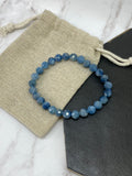 Premium Blue Aquamarine Round Faceted Stretch Bracelet