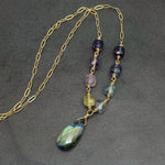 Faceted Rainbow Fluorite & Labradorite Drop Necklace