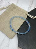 Premium Blue Aquamarine Round Faceted Stretch Bracelet