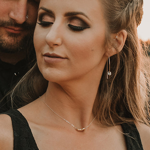 Open Crescent Hoops with Herkimer Diamonds Vital Element Jewelry