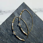 Open Hoop Delicate Beaded Earrings With Herkimer :: Made to Order